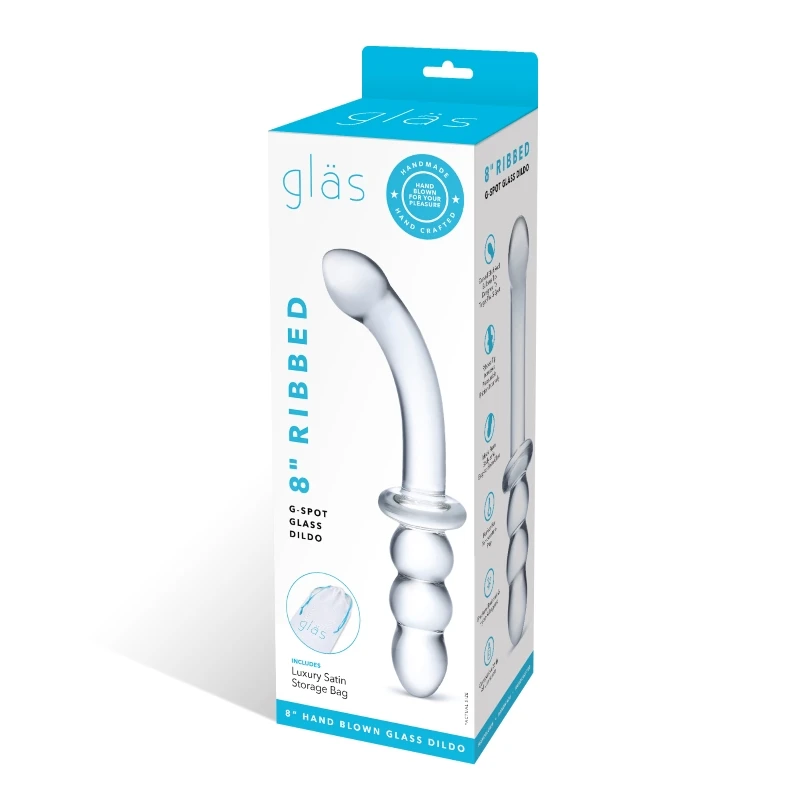 Gläs 8 Inch Ribbed G-Spot Glass Dildo