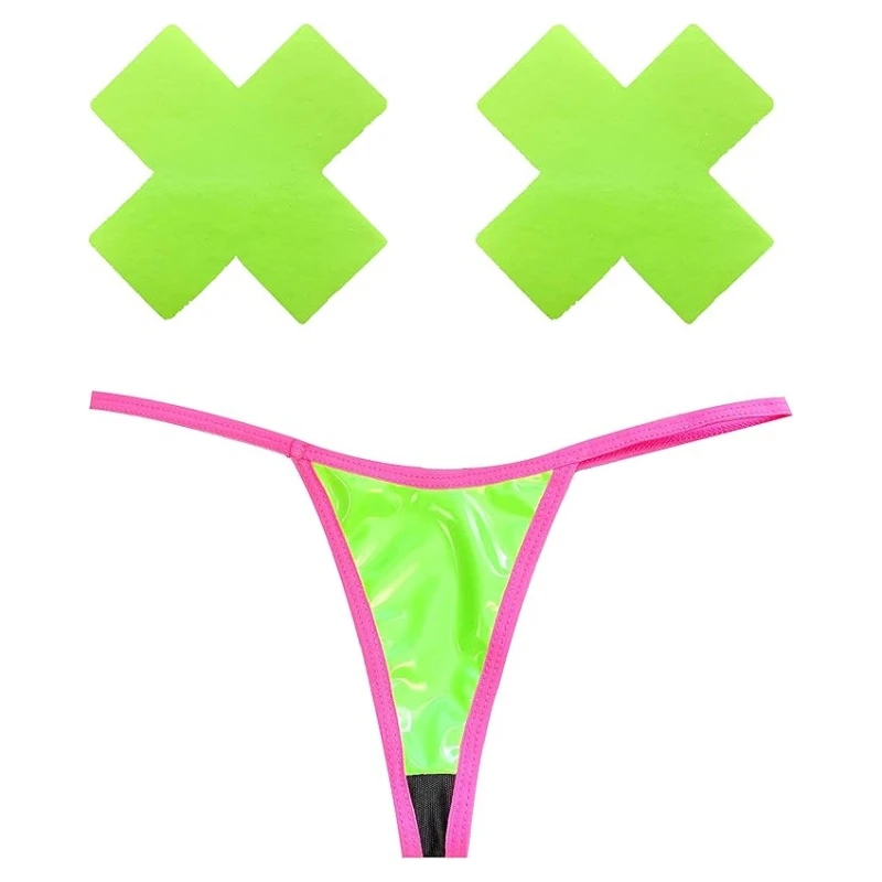 NEVA NUDE Apple Juicie Fruitz Green Blacklight Wet Vinyl Nipple Cover Pastie and Pantie