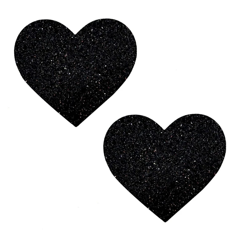 NEVA NUDE I Heart U Nipple Cover Pasties Black Malice Glitter