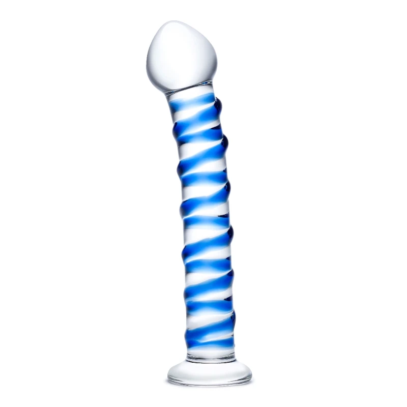 Gläs 7.5 Inch Blue Spiral Glass Dildo