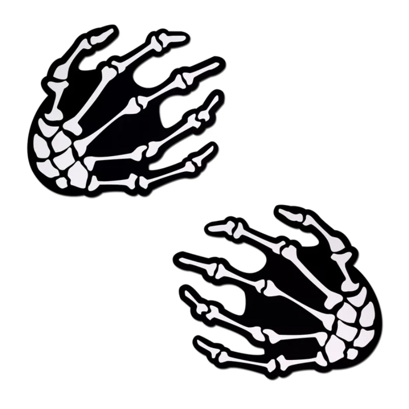 pastease Skeleton Hands Boney Hands on Black Nipple Pasties