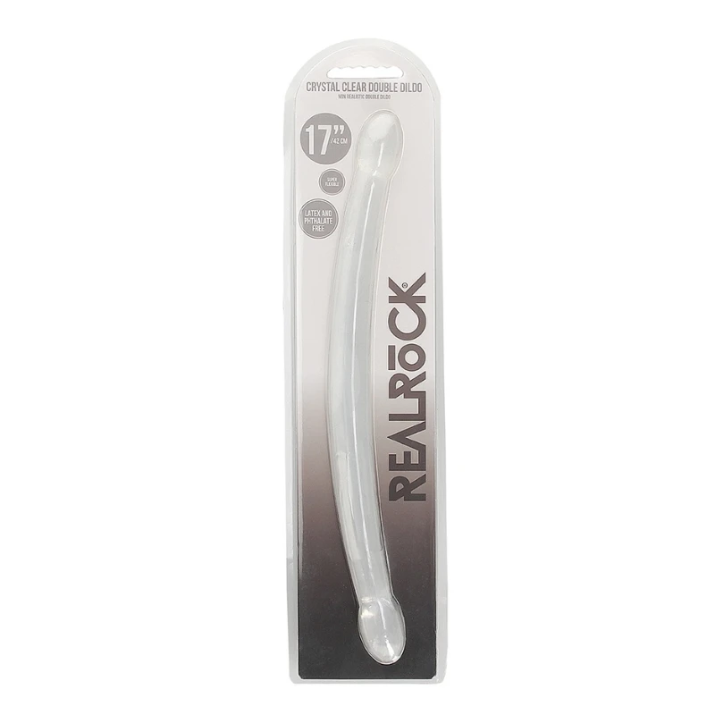 SHOTS Realrock Crystal Clear 17 Inch Double Dildo