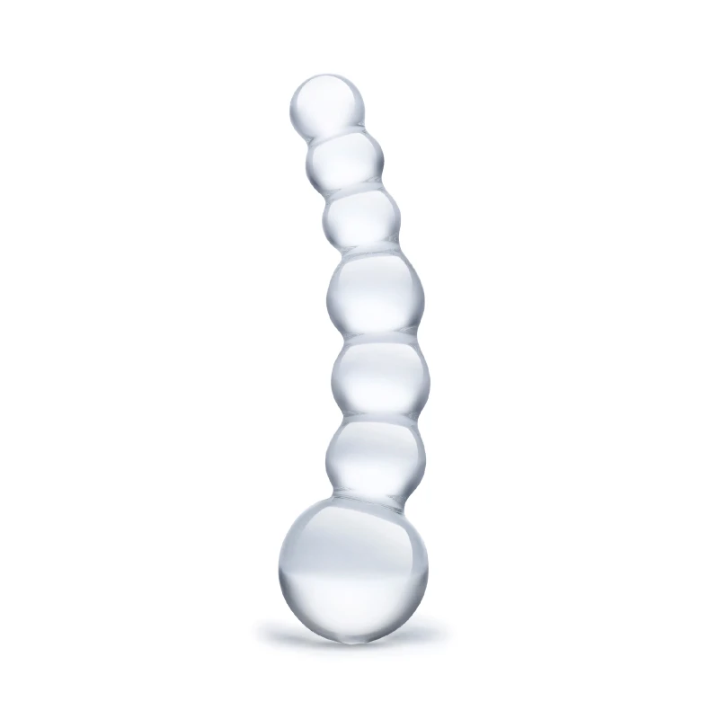 Gläs 5 Inch Curved Glass Beaded Dildo