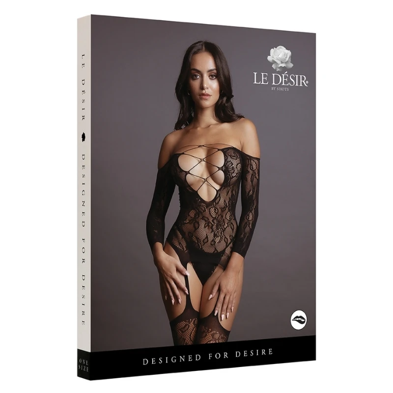 SHOTS Le Desir Criss Cross Neck Bodystocking One Size