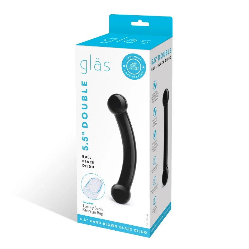 Gläs 5.5 Inch Double Bull Black Dildo