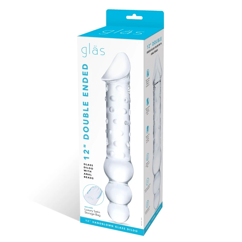 Gläs 12 Inch Double Ended Glass Dildo With Anal Beads