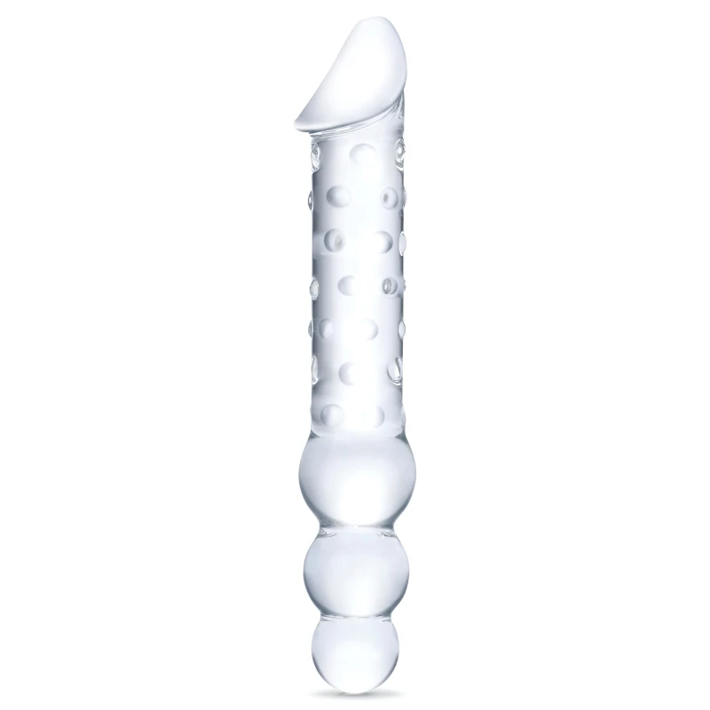 Gläs 12 Inch Double Ended Glass Dildo With Anal Beads