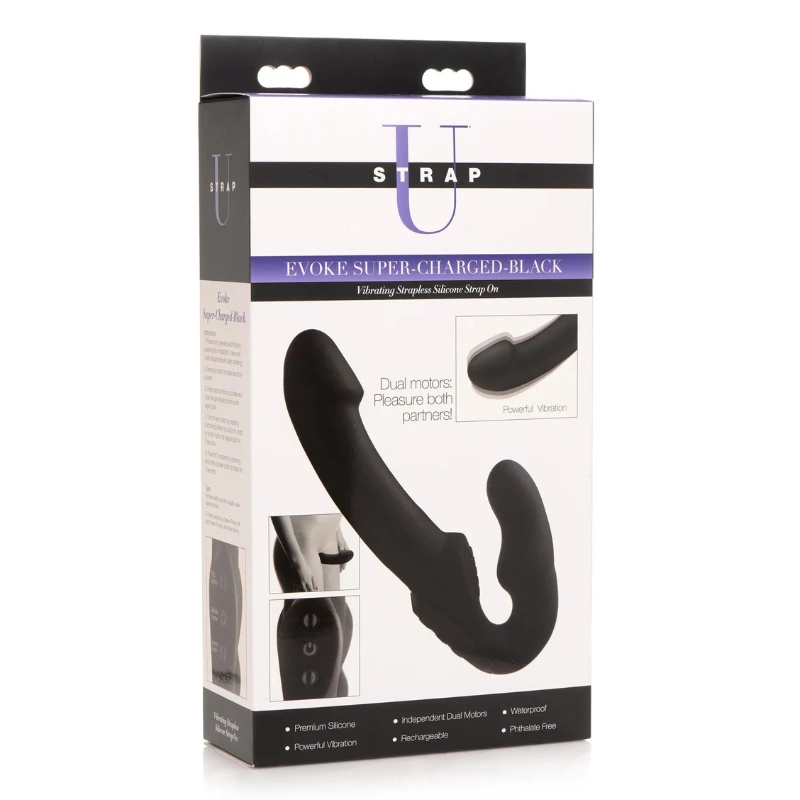 XR Brands Strap U Evoke Vibrating Strapless Silicone Strap-on Dildo