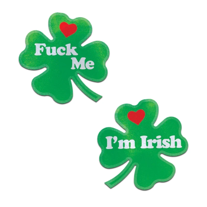 pastease Four Leaf Clover: 'Fuck Me, I'm Irish' Shamrock Nipple Pasties