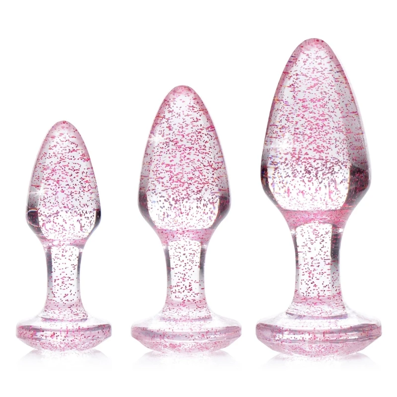 XR Brands Booty Sparks Pink Glitter Gem Anal Plug Set