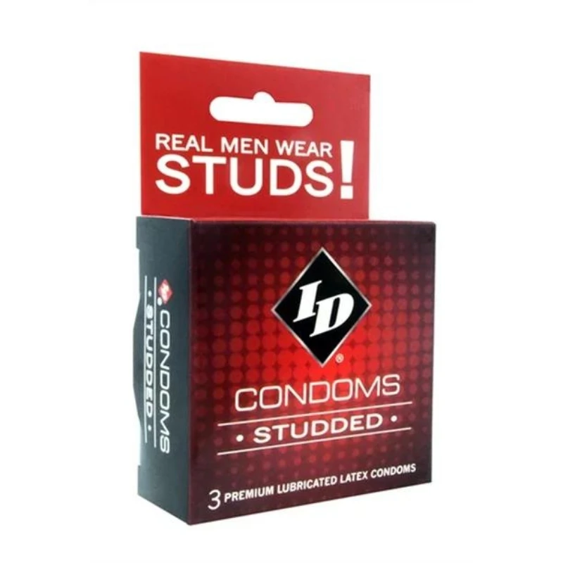 ID Lubricants Studded Latex Condoms 3 Pack