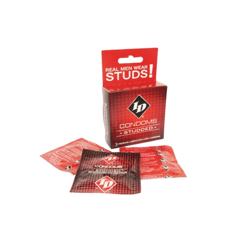 ID Lubricants Studded Latex Condoms 3 Pack