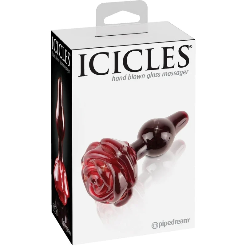 pipedream Icicles No. 76 Anal Plug Massager Glass Rose