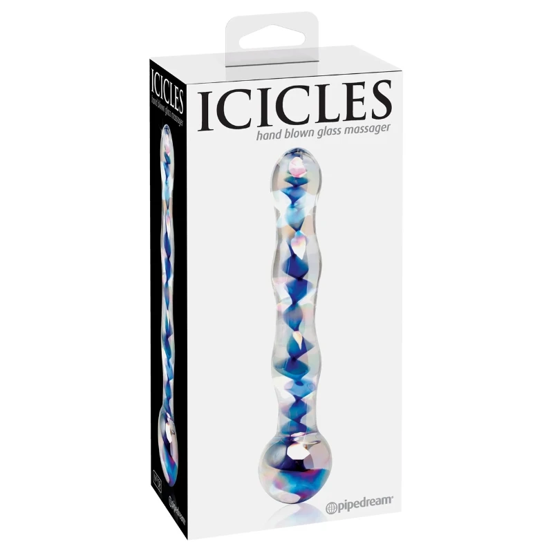 pipedream Icicles No. 8 Sapphire Spiral Glass Dildo