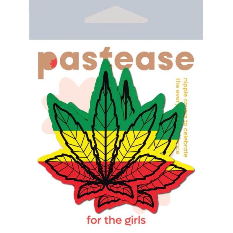 pastease Indica Pot Leaf: Rasta Weed Nipple Pasties o/s