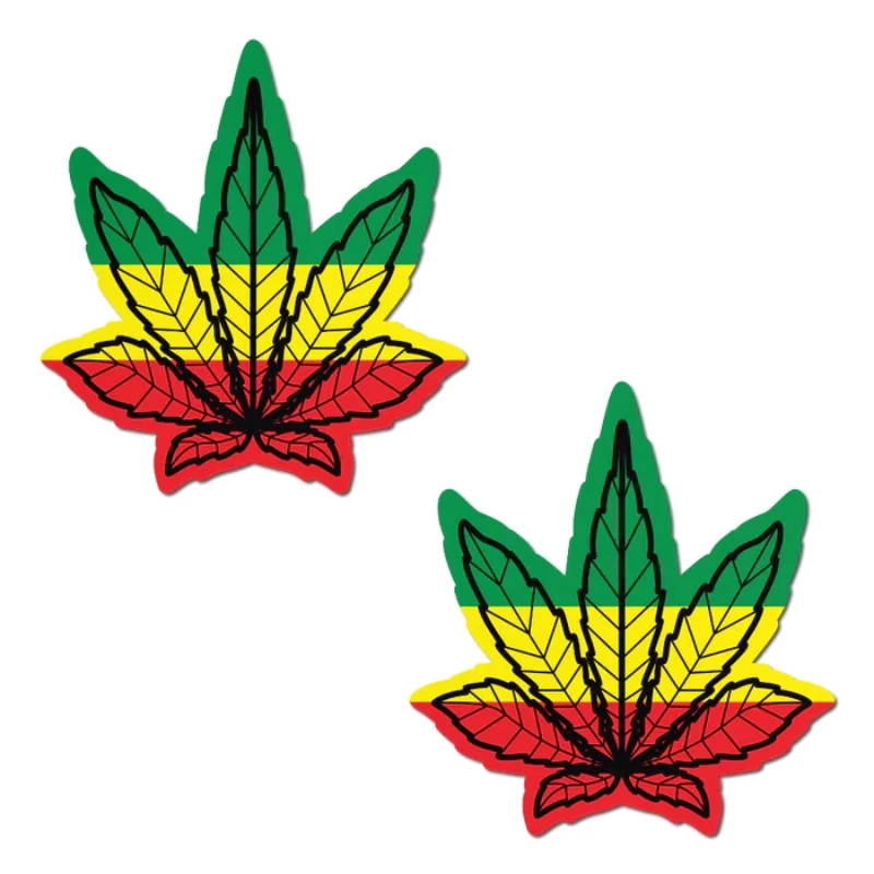 pastease Indica Pot Leaf: Rasta Weed Nipple Pasties o/s