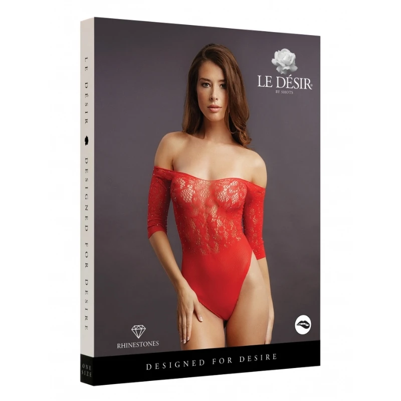 SHOTS Le Desir Crotchless Rhinestone Teddy One Size