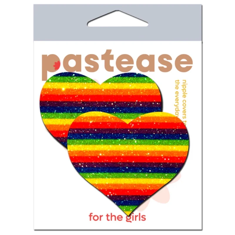 pastease Love: Glittering Double Rainbow Heart Nipple Pasties