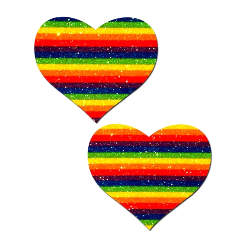 pastease Love: Glittering Double Rainbow Heart Nipple Pasties