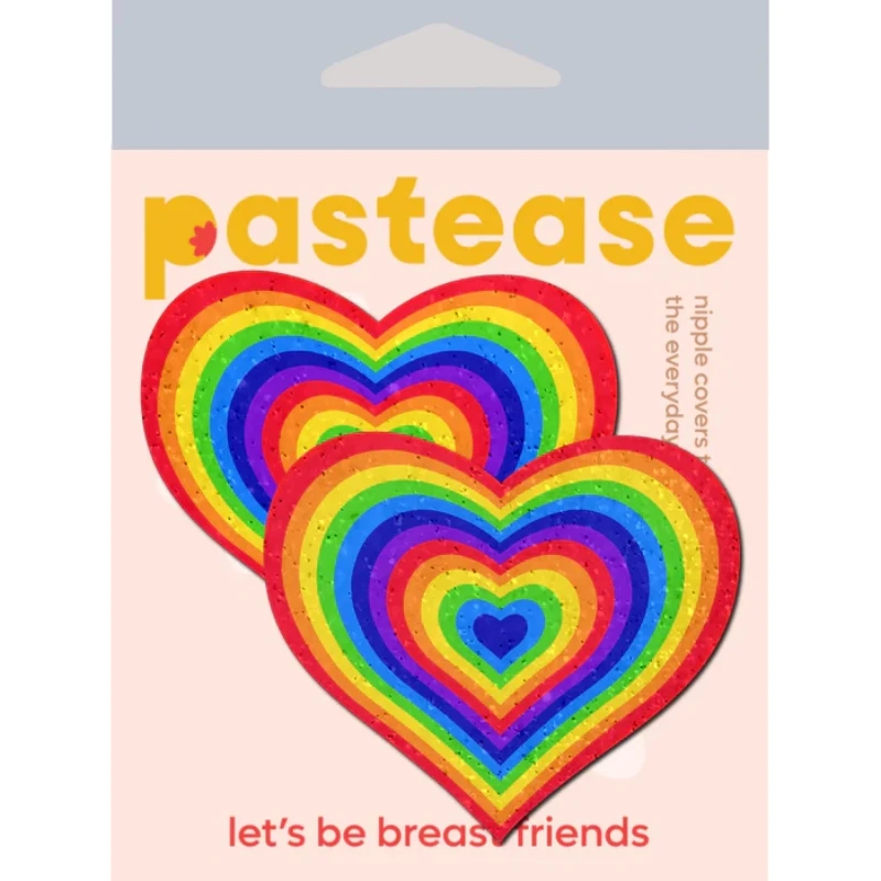 pastease Love: Velvet Rainbow Pumping Heart Nipple Pasties