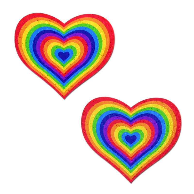 pastease Love: Velvet Rainbow Pumping Heart Nipple Pasties