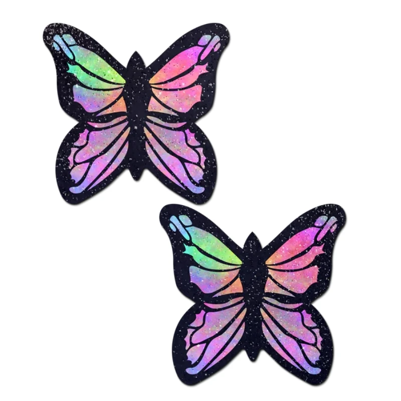 pastease Monarch: Glitter Pastel Rainbow Butterfly Nipple Pasties