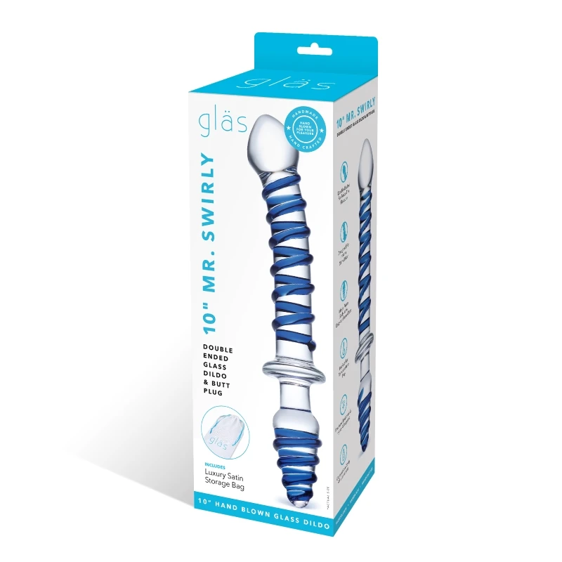 Gläs 10 Inch Mr. Swirly Double Ended Glass Dildo And Butt Plug