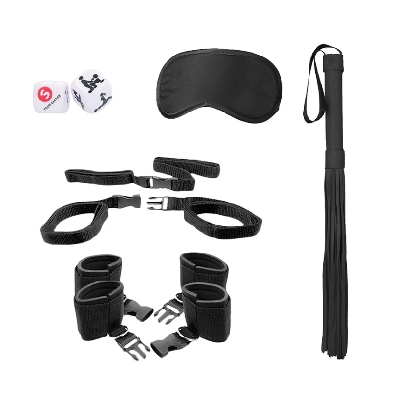 SHOTS Ouch! Black and White Bed Post Bindings Restraint Kit