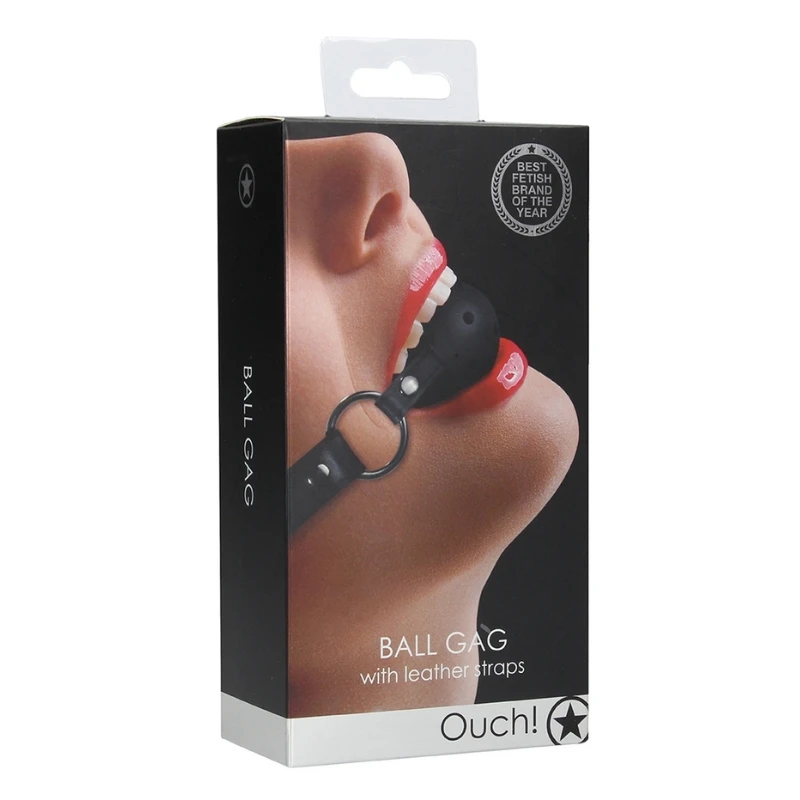 SHOTS Ouch! Gag Ball with Leather Straps