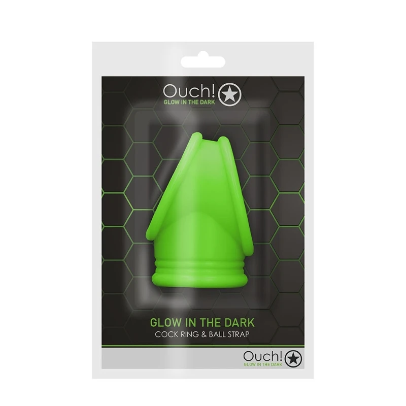 SHOTS Ouch! Glow in The Dark Cock Ring and Ball Strap