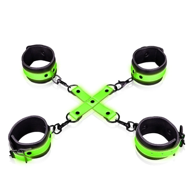 SHOTS Ouch! Glow in The Dark Hand and Ankle Cuffs With Hogtie