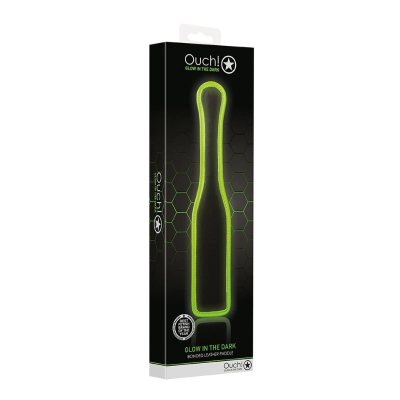 SHOTS Ouch! Glow in The Dark Bonded Leather Paddle