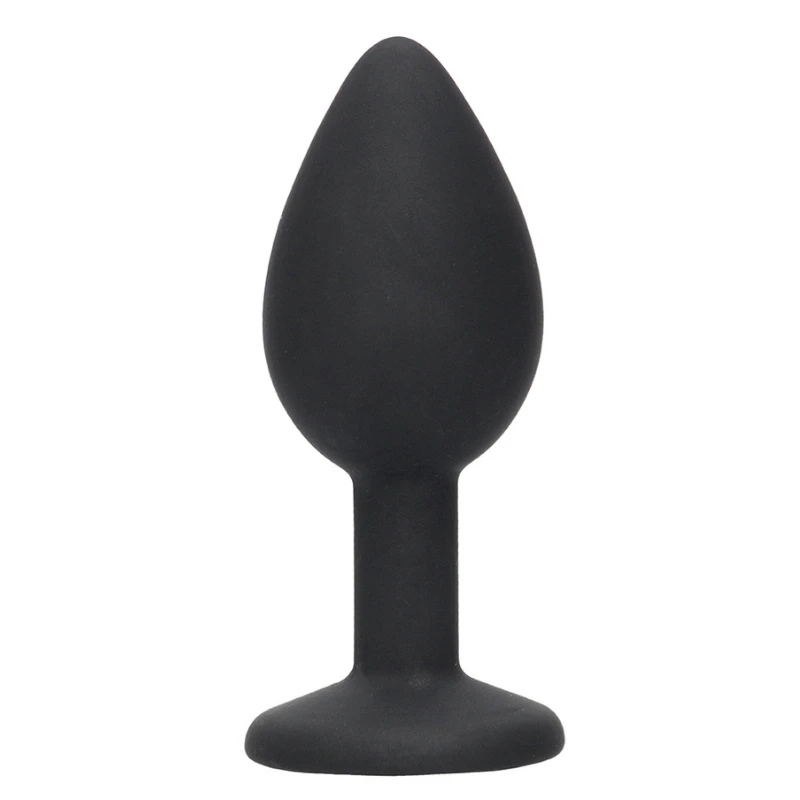 SHOTS Ouch! Black and White Silicone Butt Plug With Removable Jewel