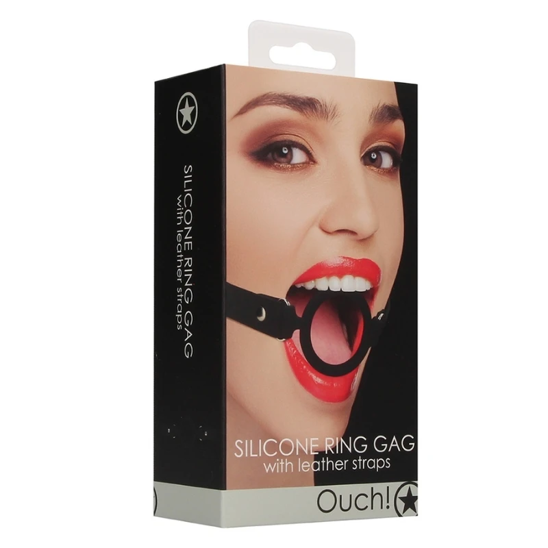 SHOTS Ouch! Silicone Ring Gag With Leather Straps