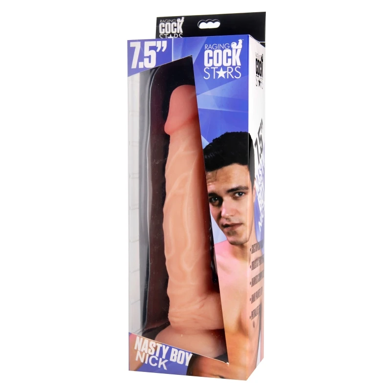 XR Brands Raging Cockstars Nasty Boy Nick 7.5 Inch Realistic Dildo