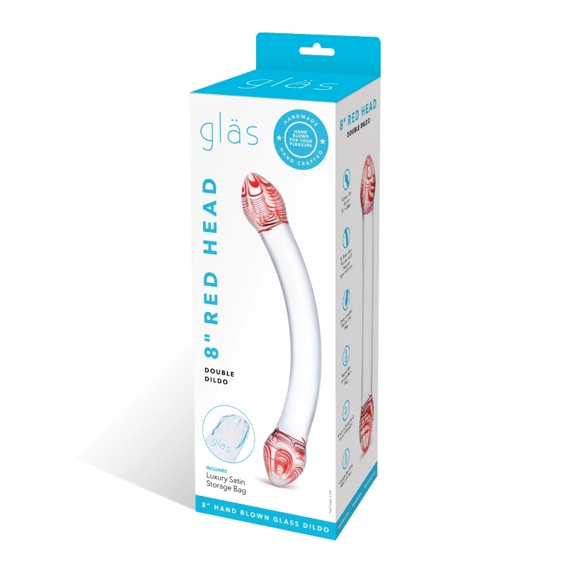 Gläs 8 Inch Red Head Double Dildo