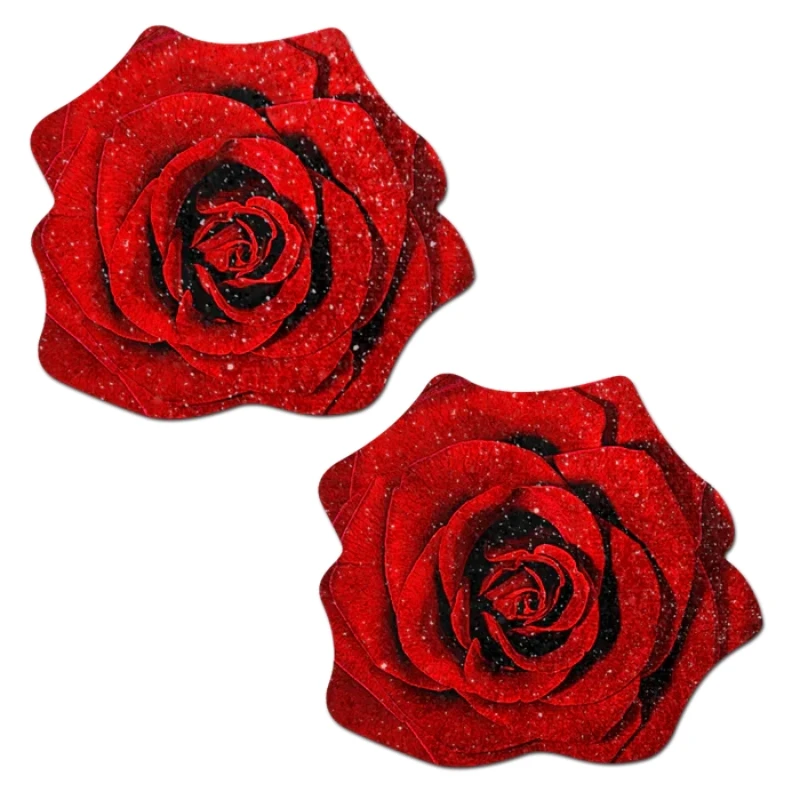 pastease Rose Glitter Velvet Blooming Rose Flower Nipple Pasties