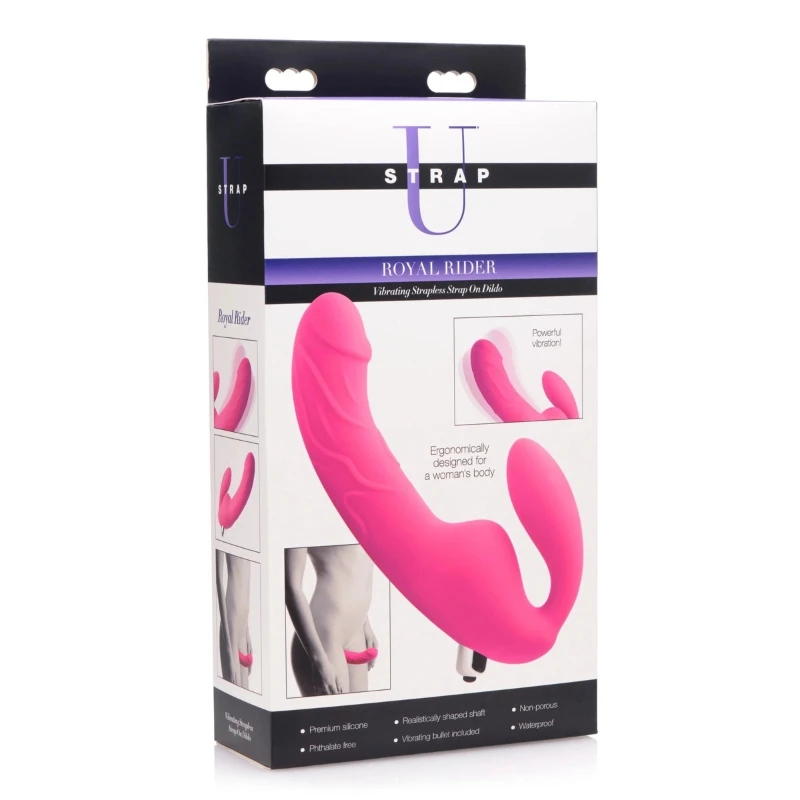 XR Brands Strap U Royal Rider Vibrating Strapless Strap On Dildo