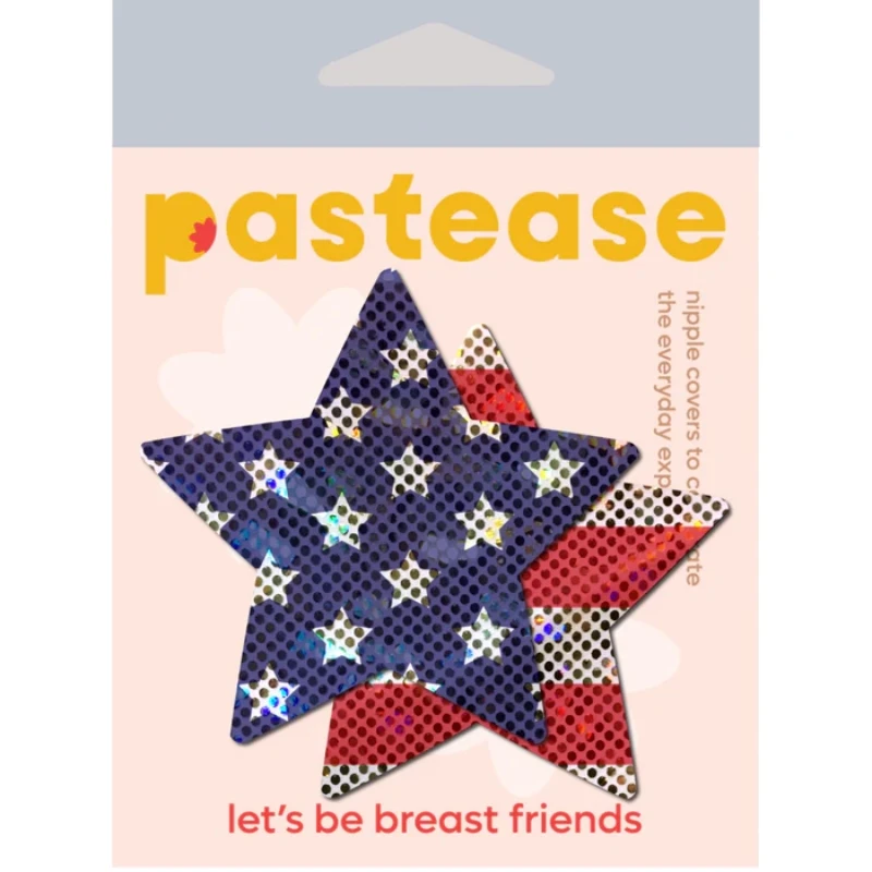 pastease Star: Glittering Stars and Stripes Patriotic Star Nipple Pasties