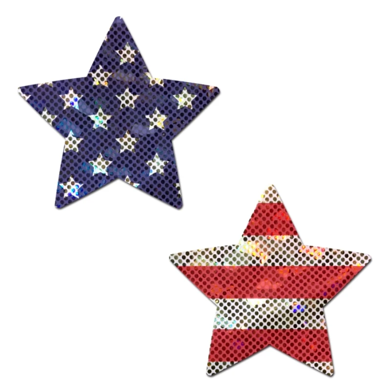 pastease Star: Glittering Stars and Stripes Patriotic Star Nipple Pasties