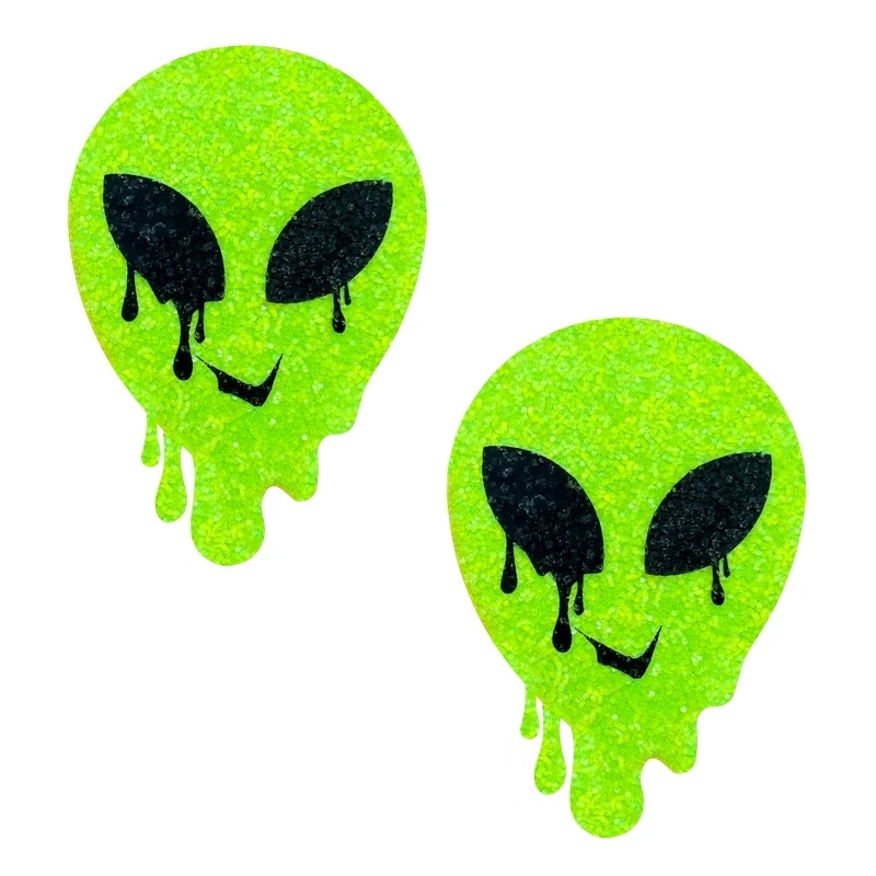 NEVA NUDE Super Sparkle Melty Alien Nipple Cover Pasties Lemon Lime Blacklight Glitter