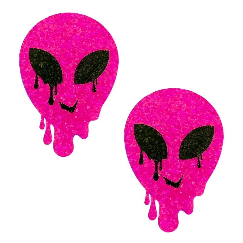 NEVA NUDE Super Sparkle Melty Alien Nipple Cover Pasties Watermelly Pink Blacklight Glitter