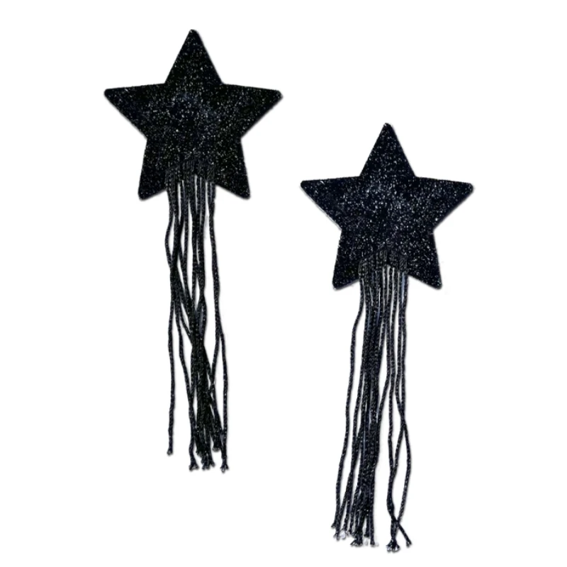 pastease Tassel Pasties: Sparkle Star Pastease With Long Fringe Nipple Pasties