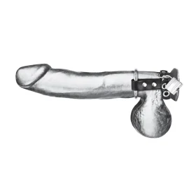 Metal Cock Ring With Locking Ball Strap
