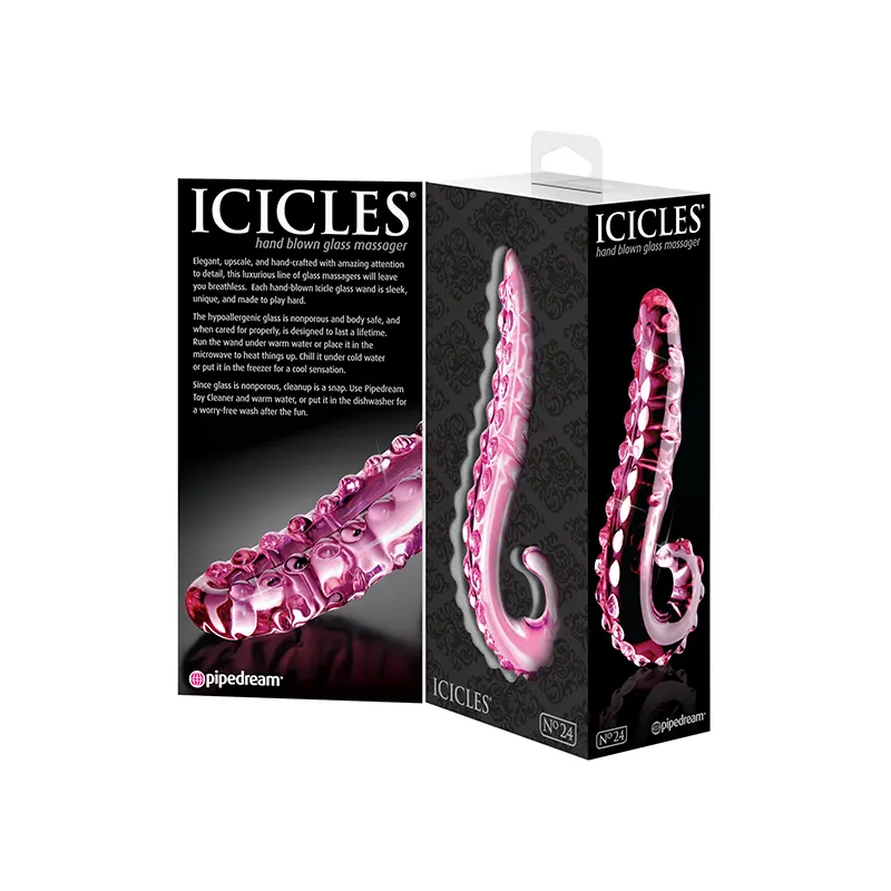 Pipedream Icicles No. 24 Curved Textured 6 inch Glass Dildo