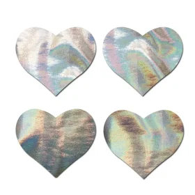 Holographic Silver Hearts Nipple Pasties