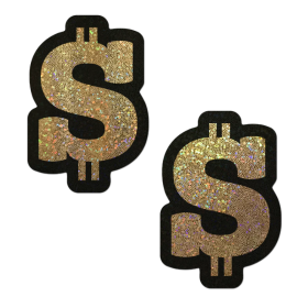 Money Glitter Dollar Sign Gold Nipple Pasties by Pastease