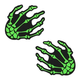Skeleton Hands White Boney Hands Nipple Pasties Green