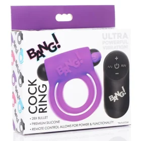 Bang Silicone Cock Ring and Bullet with Remote Control Purple Box