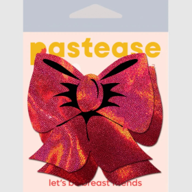 Bow: Holographic Red Bows Nipple Pasties by Pastease